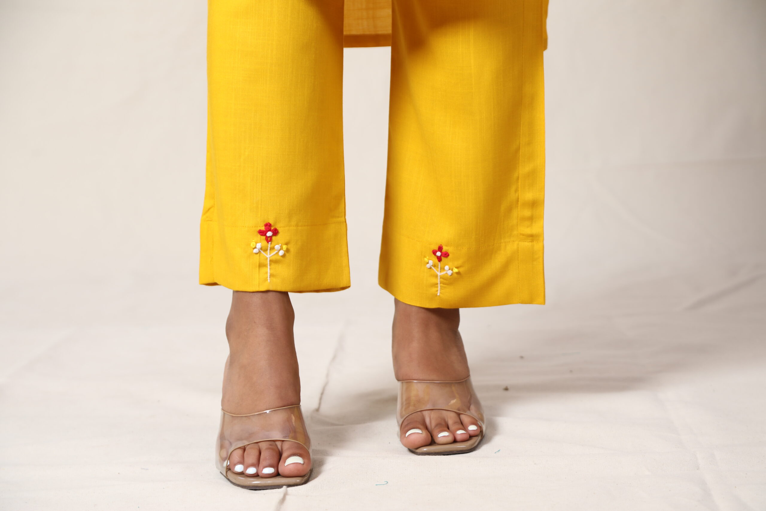 Sunshine Minimal Embroidered Mustard Yellow Kurta-Set - Image 5