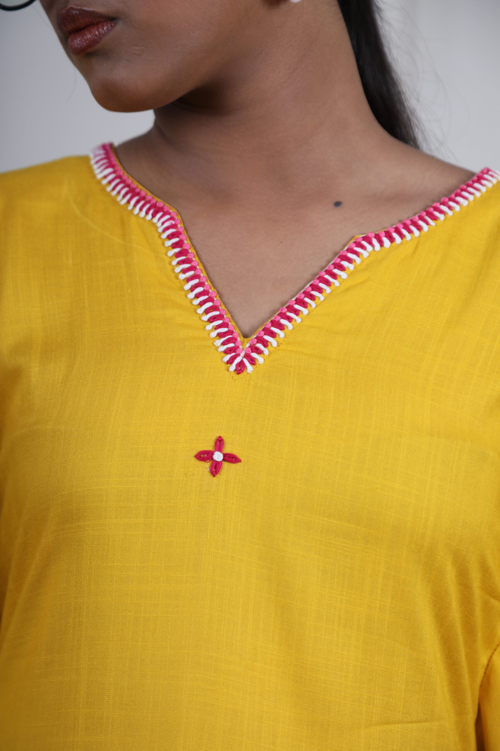 Liya Mustard Yellow Embroidered Kaftan - Image 6