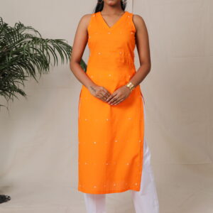 Umber Glow Handcrafted Orange Kurta