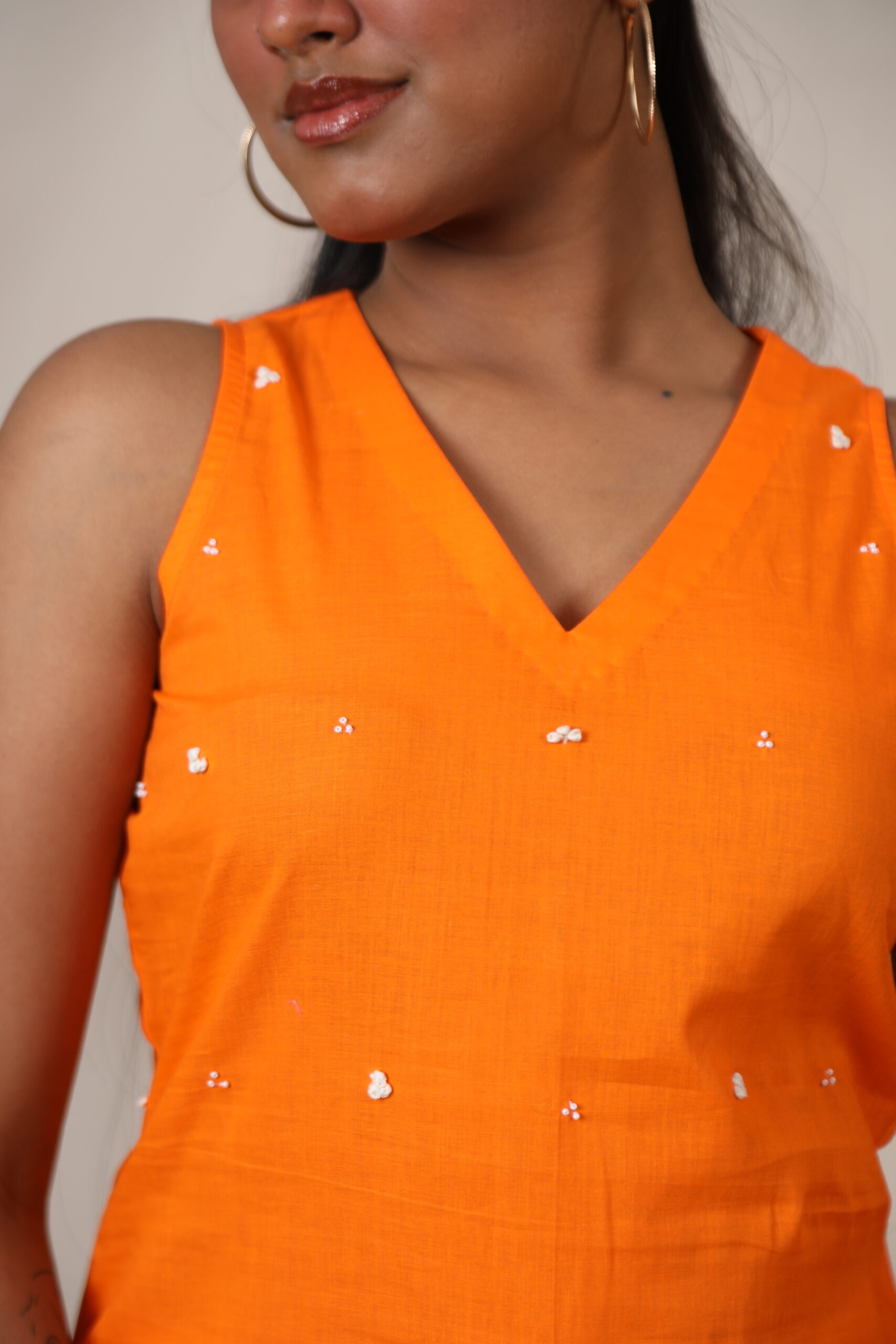 Umber Glow Handcrafted Orange Kurta - Image 5