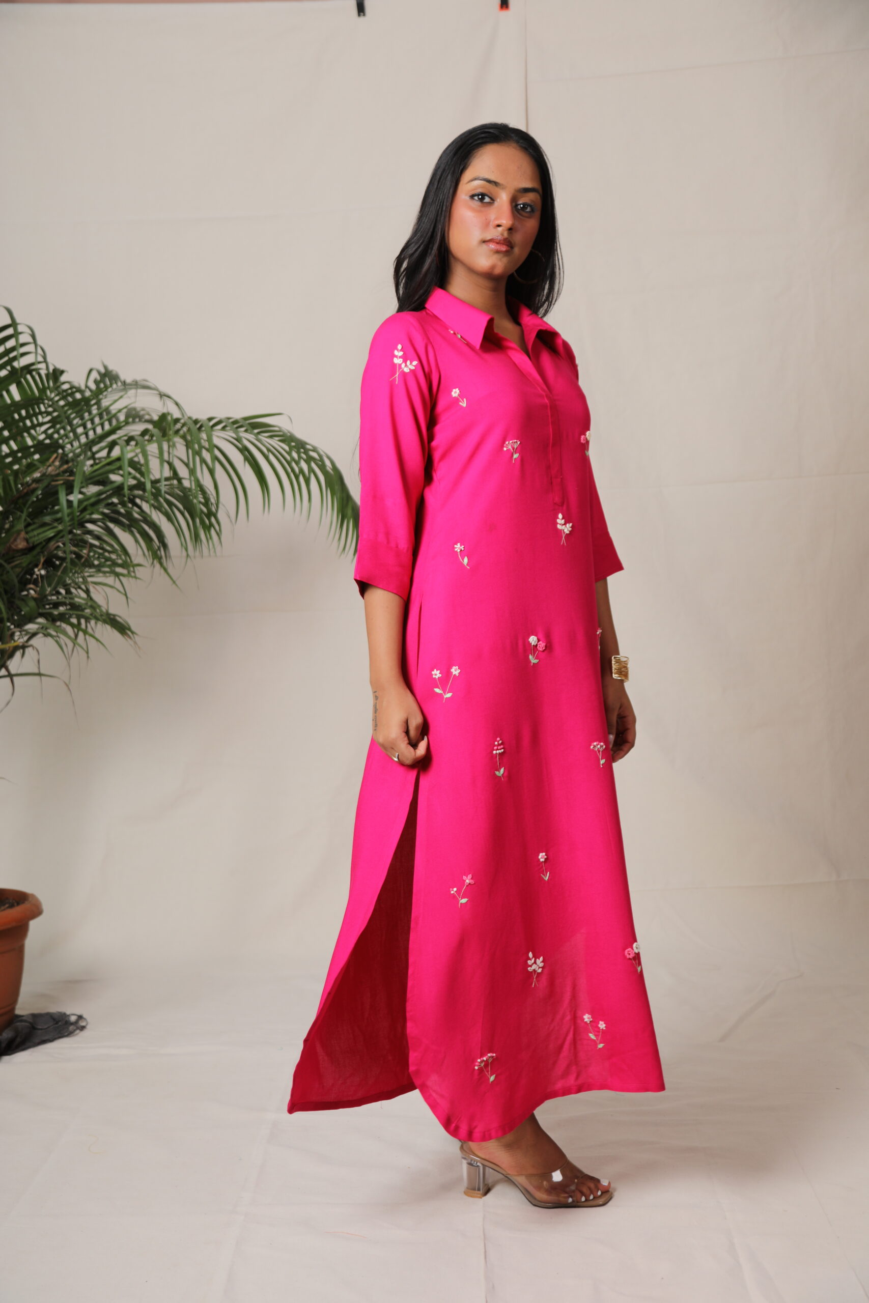 Roselia Pink Shirt Dress - Image 3