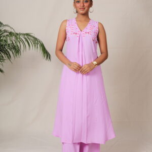 Pihu Graceful Hand Embroidered Lavender kurta Set