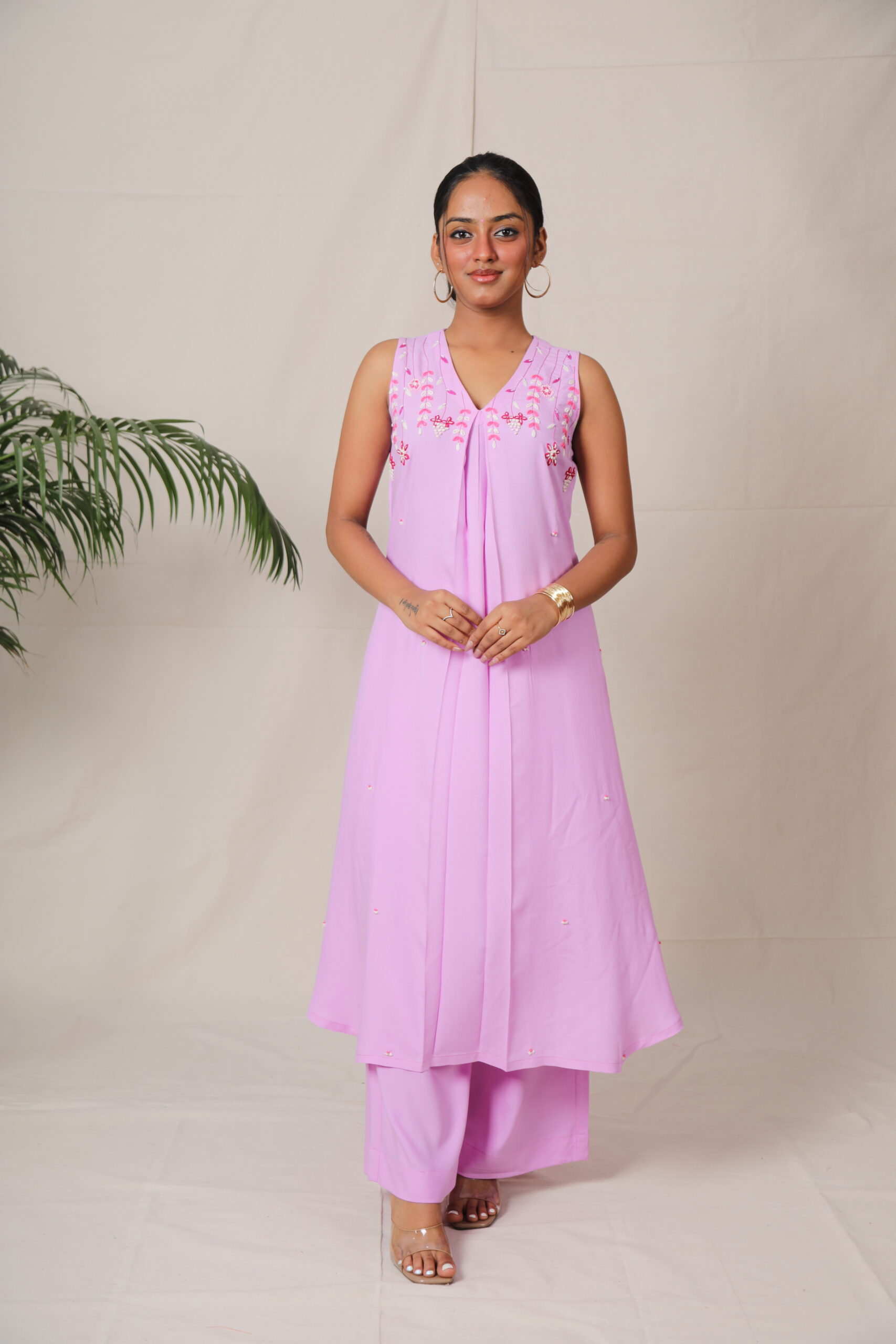 Pihu Graceful Hand Embroidered Lavender kurta Set